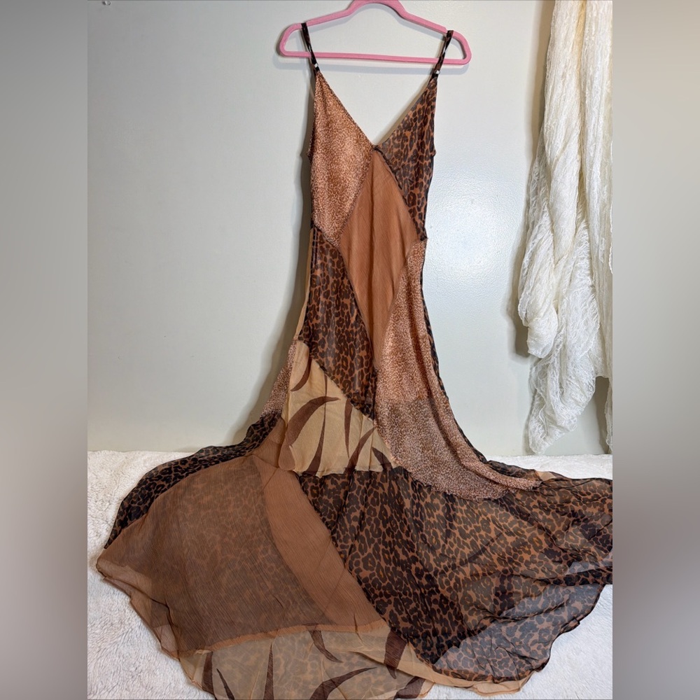 Free People Nigel Preston Leo Patchwork Leopard Printed Maxi Slip Dress XL - Picture 6 of 6